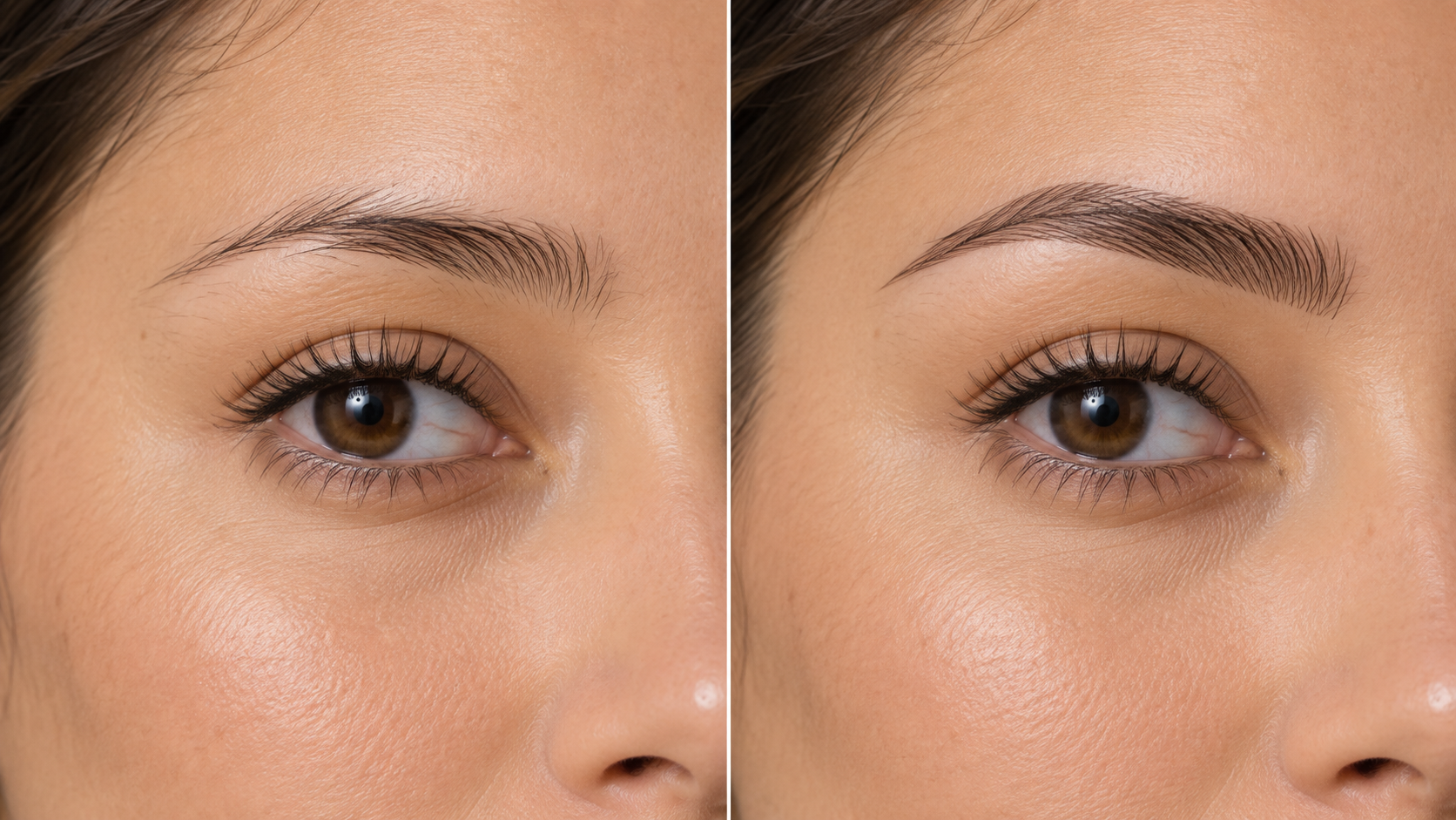 Before and after natural nano hairstroke brows, Valencia