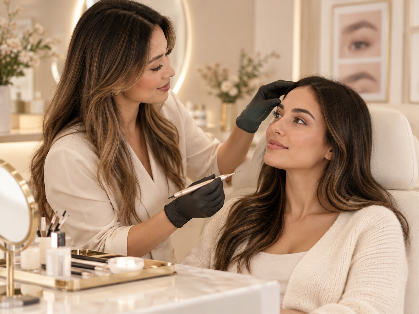 Permanent makeup eyebrows (hub) process at JNX Beauty Lounge, Valencia